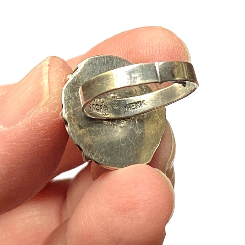 Vintage Taxco Sterling Silver Amethyst Poison Ring Adjustable - Picture 9 of 15